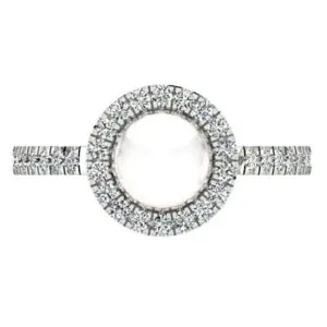 Freshwater Pearl and Halo Diamond White Gold Ring