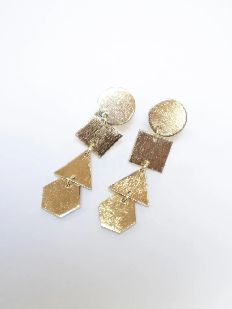 Geometry Dangle Studs - Gold