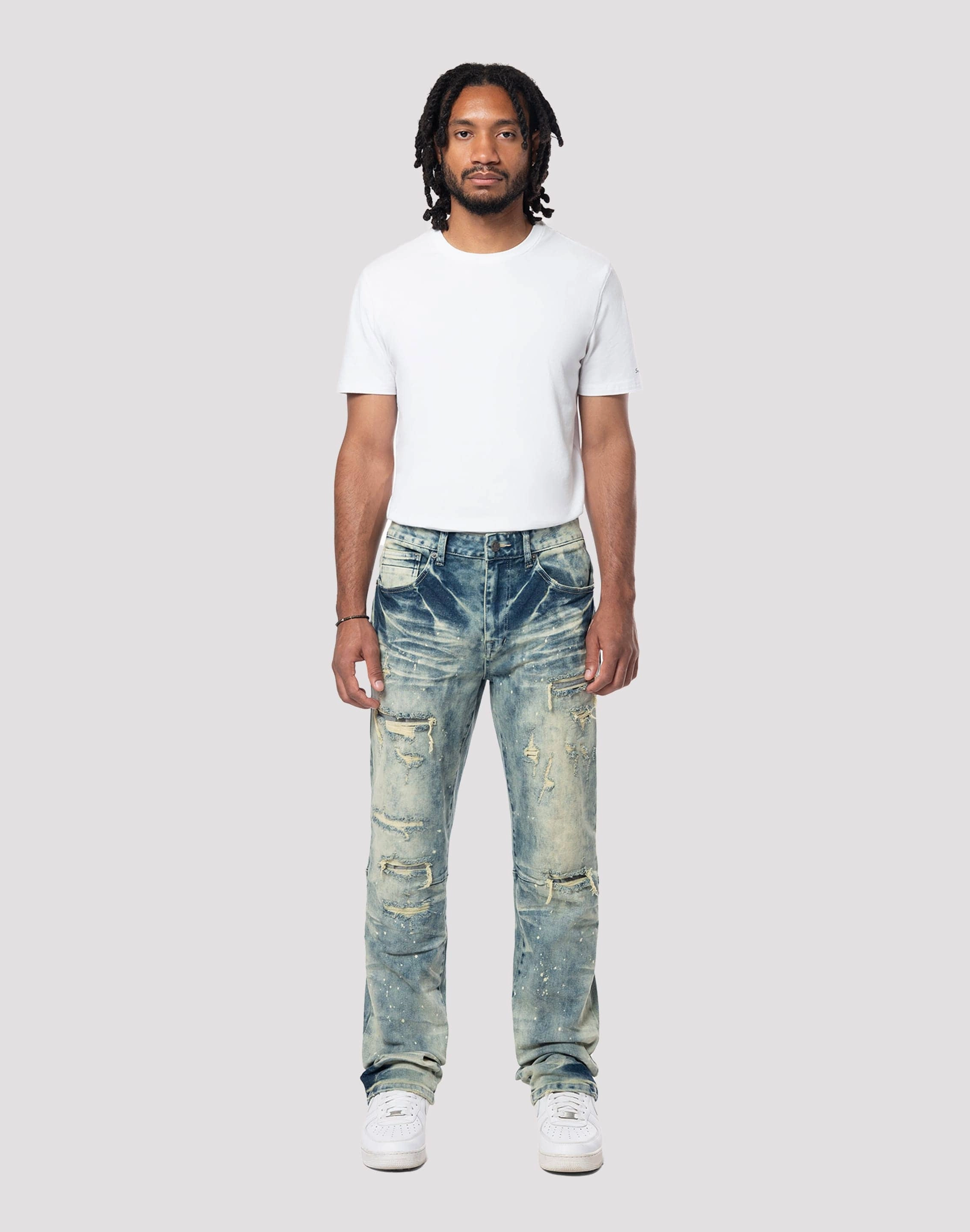 Grindhouse Streak Bleach Slim Fit Jeans Silk - fabric fashion Spandex - incorporated fashion