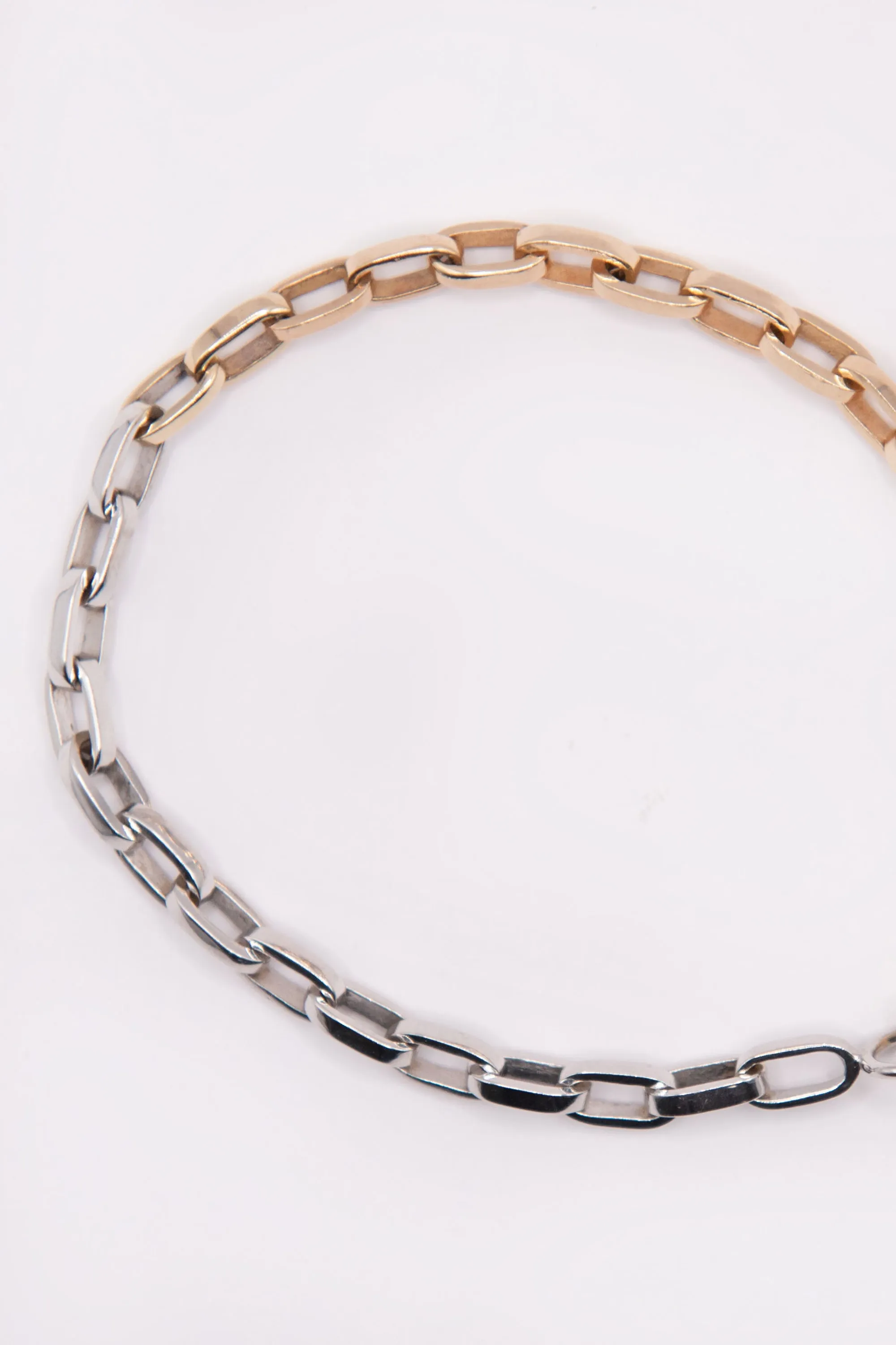 Handmade Biker Bracelet, Yellow & White Gold
