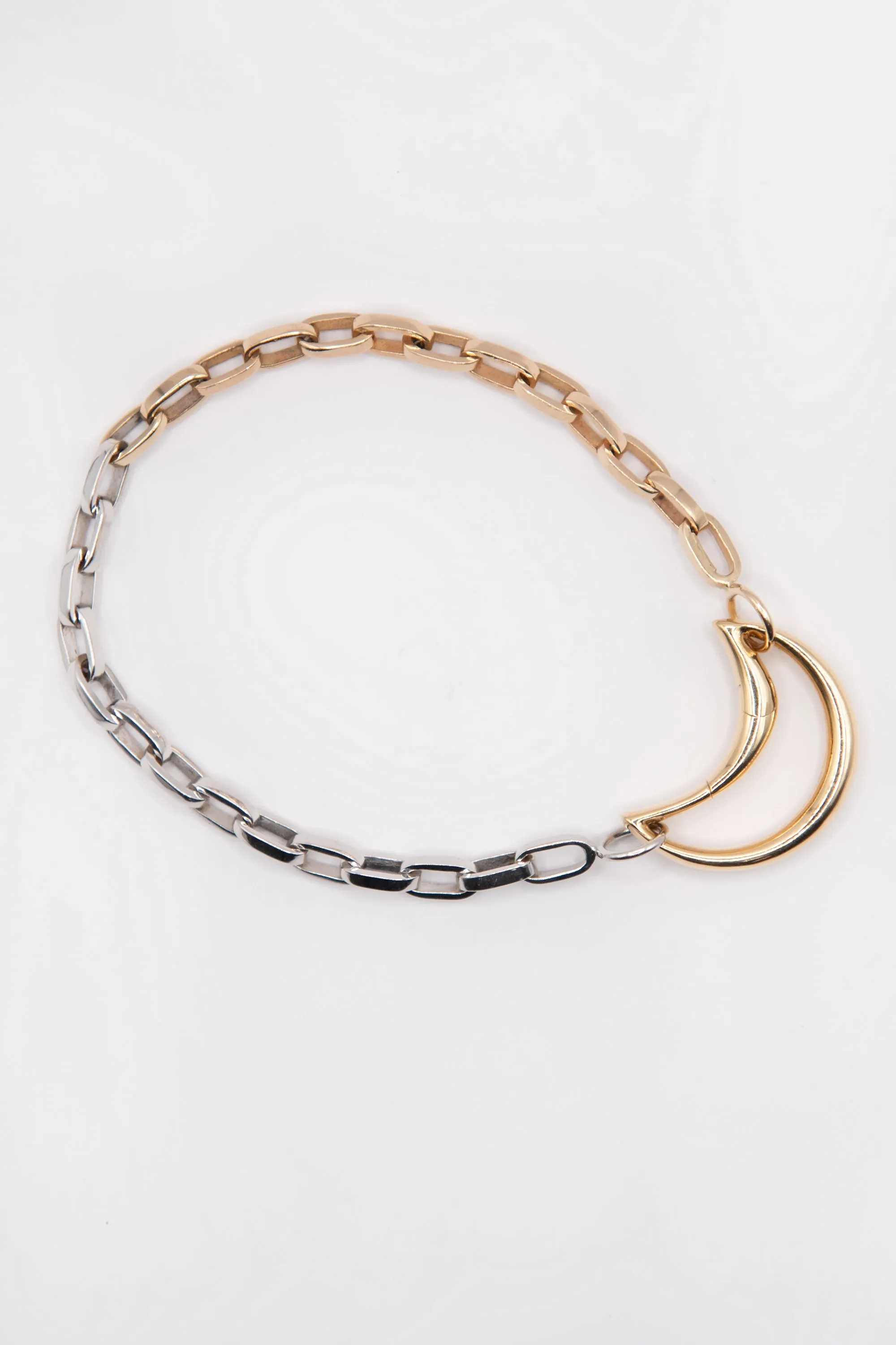 Handmade Biker Bracelet, Yellow & White Gold