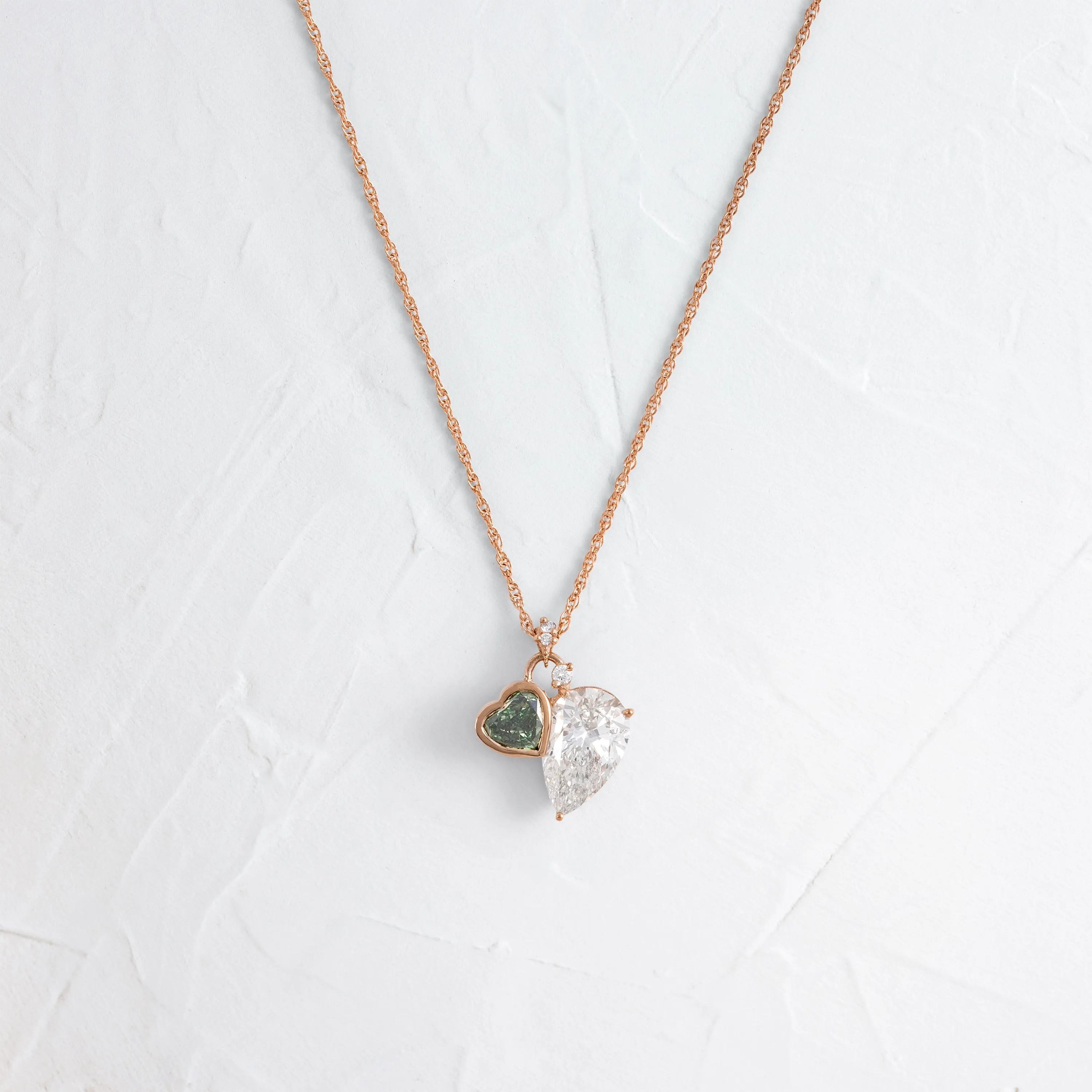 Heart to Heart Necklace, Green Diamond