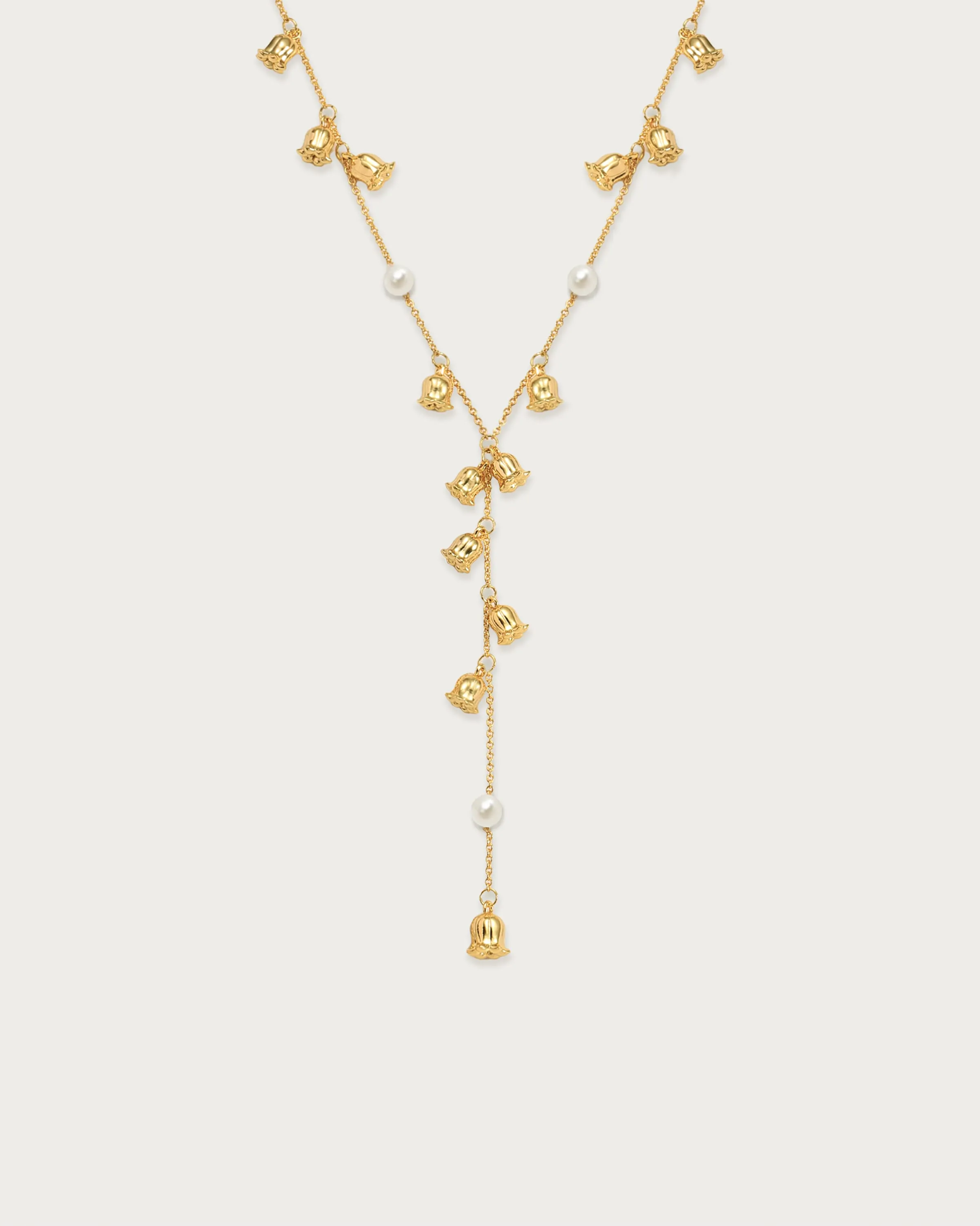 Lily of the Valley Pearl Lariat Necklace