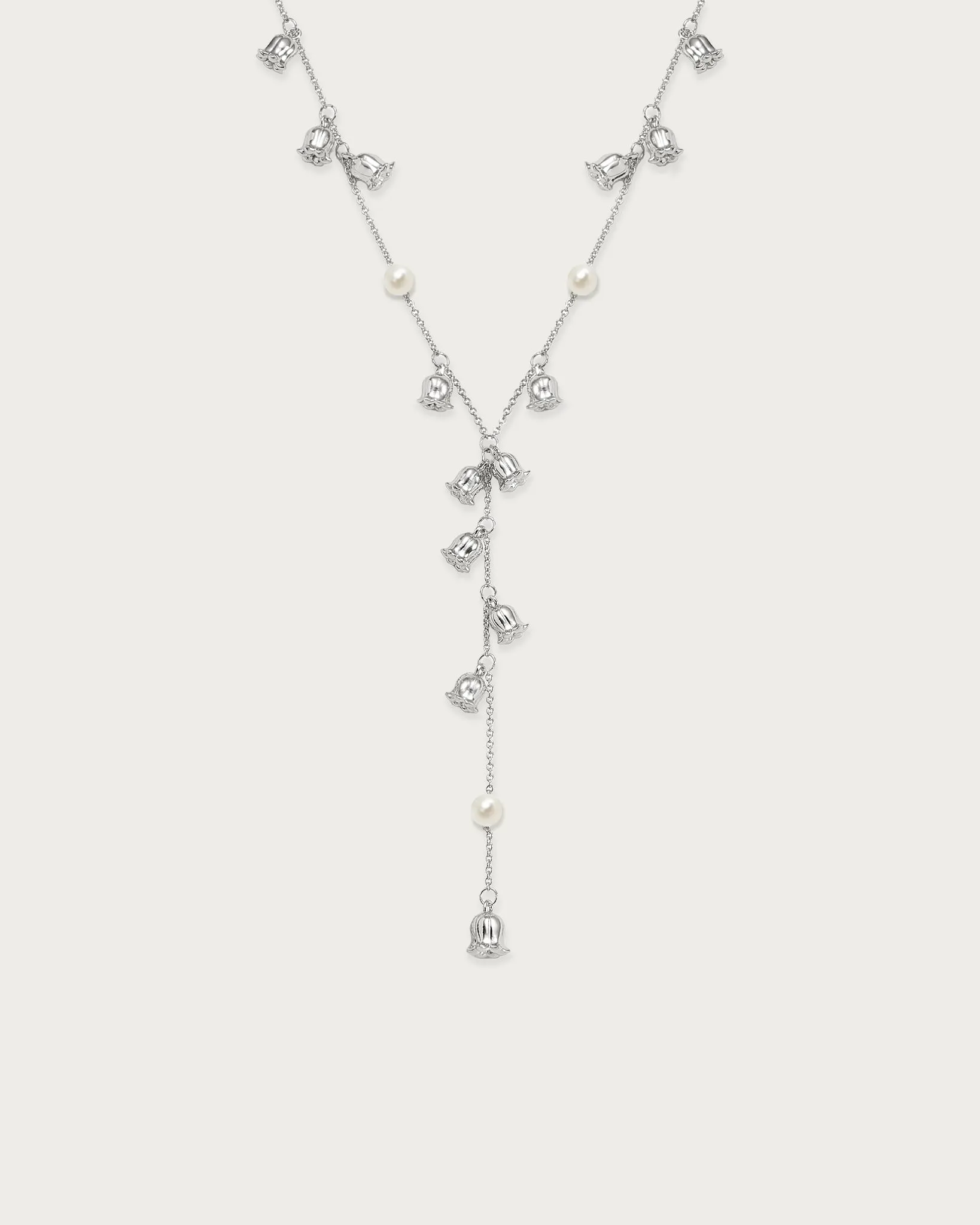 Lily of the Valley Pearl Lariat Necklace