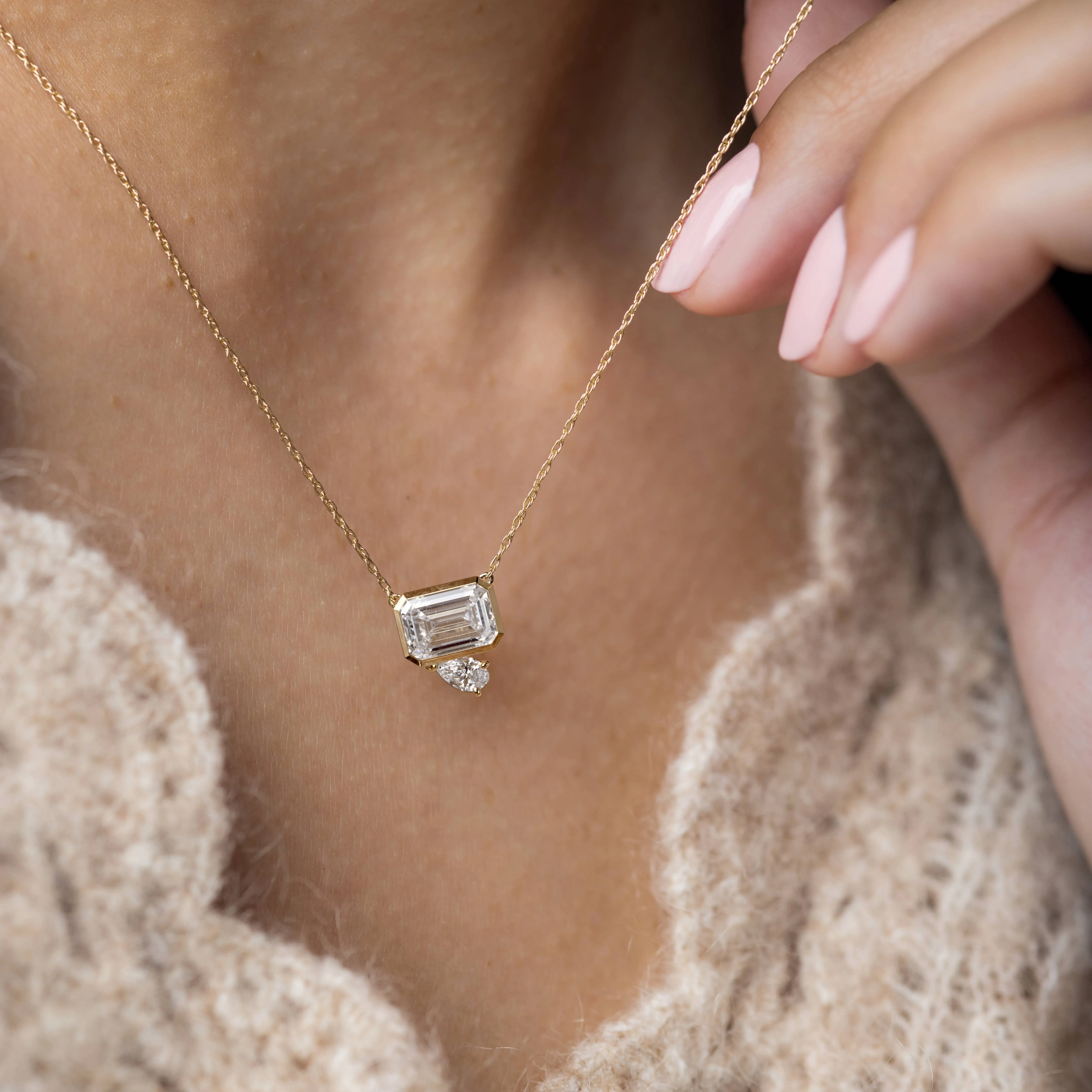 Littlefall Necklace, Emerald Cut