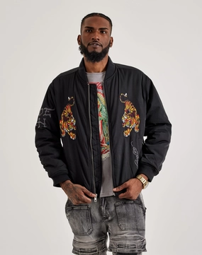 Luxury fashion items Ed Hardy Tiger Bomber Jacket Spandex - incorporated fashion