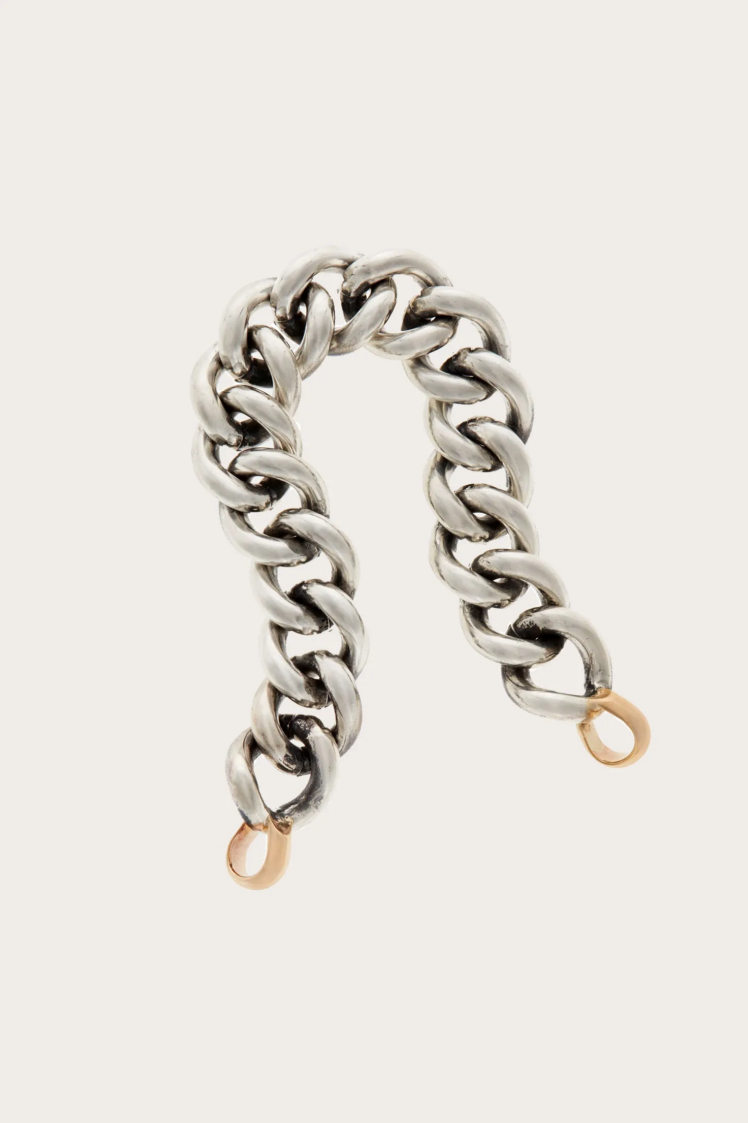 Mega Curb Bracelet, Silver & Yellow Gold