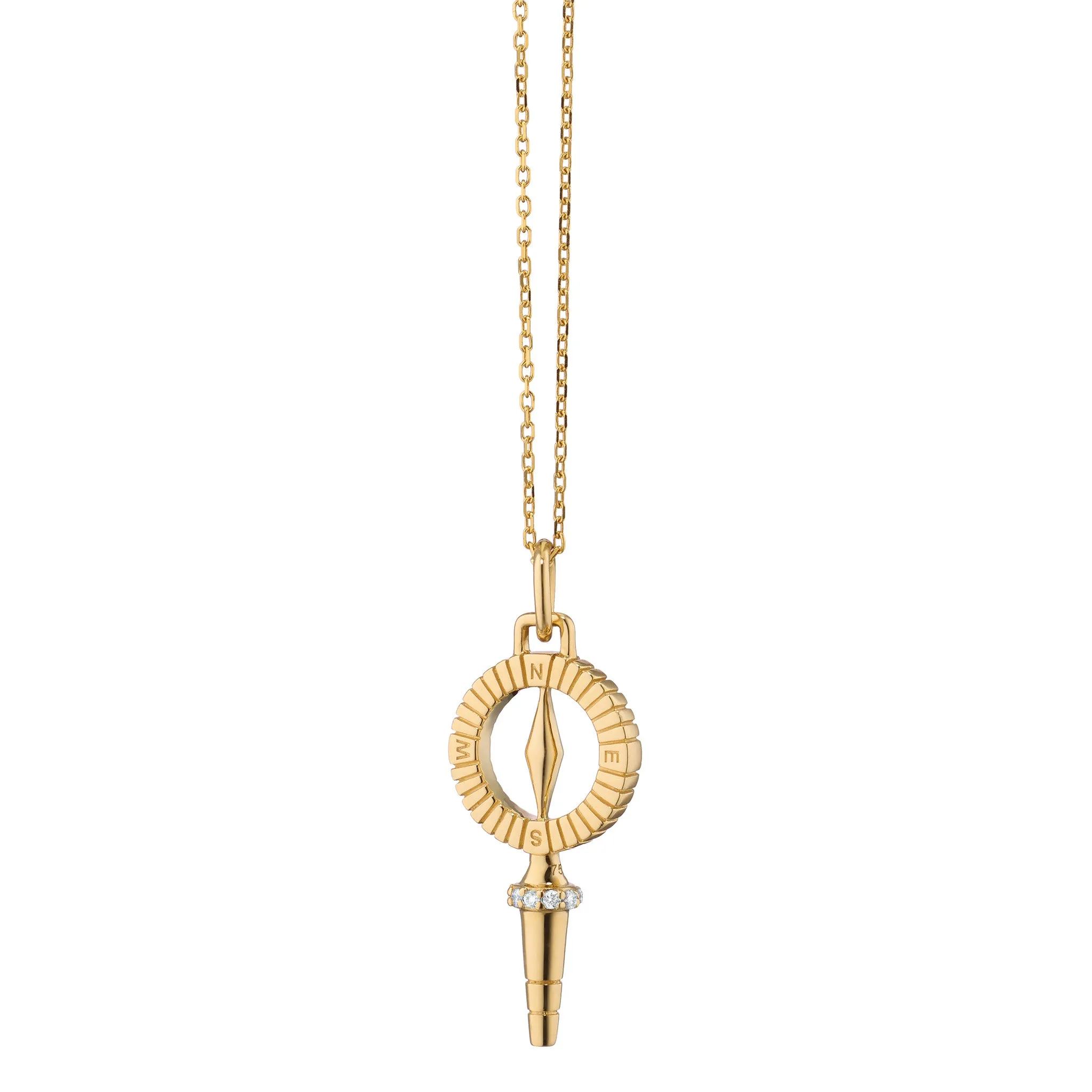 Mini ??True North?? Compass Key with Diamonds