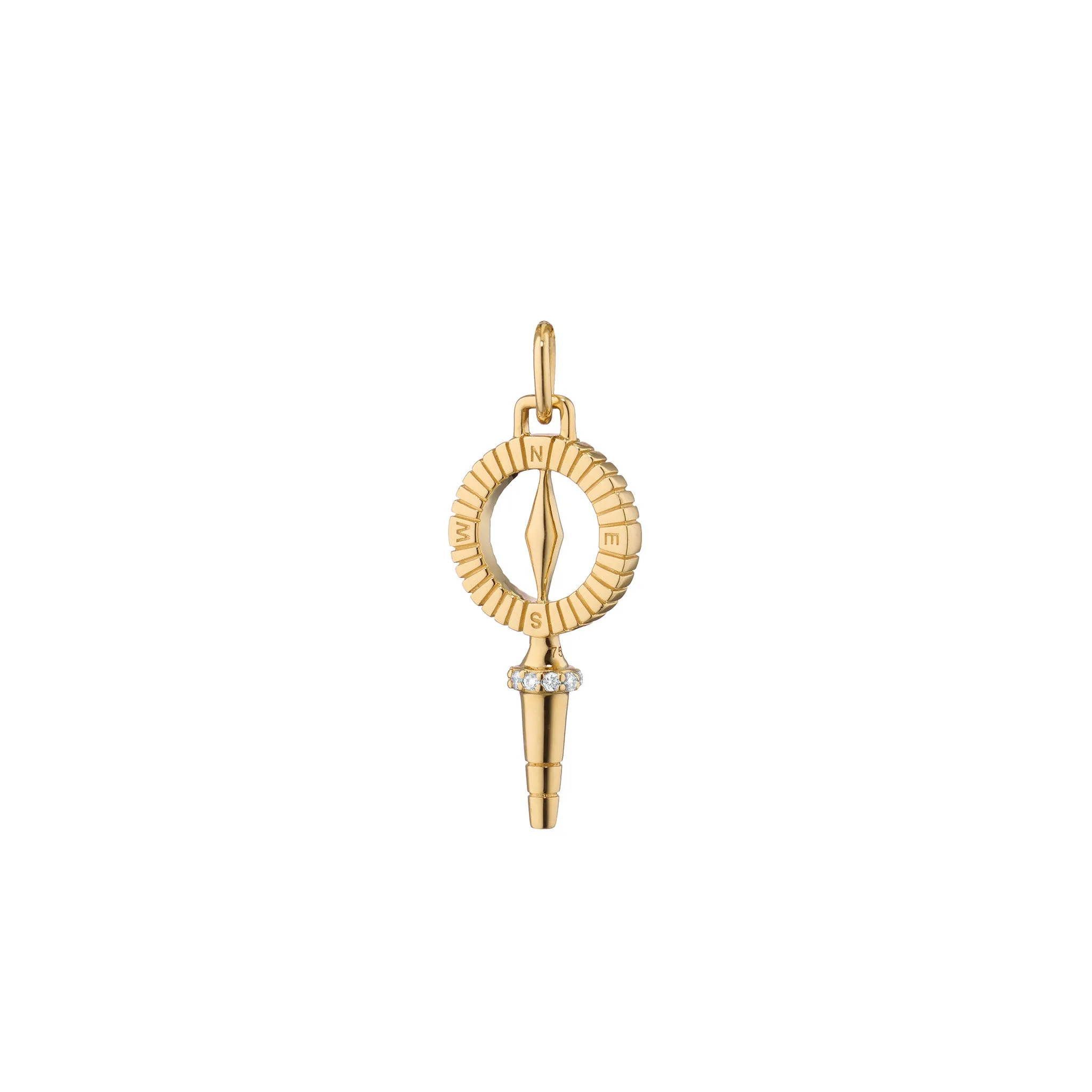 Mini ??True North?? Compass Key with Diamonds