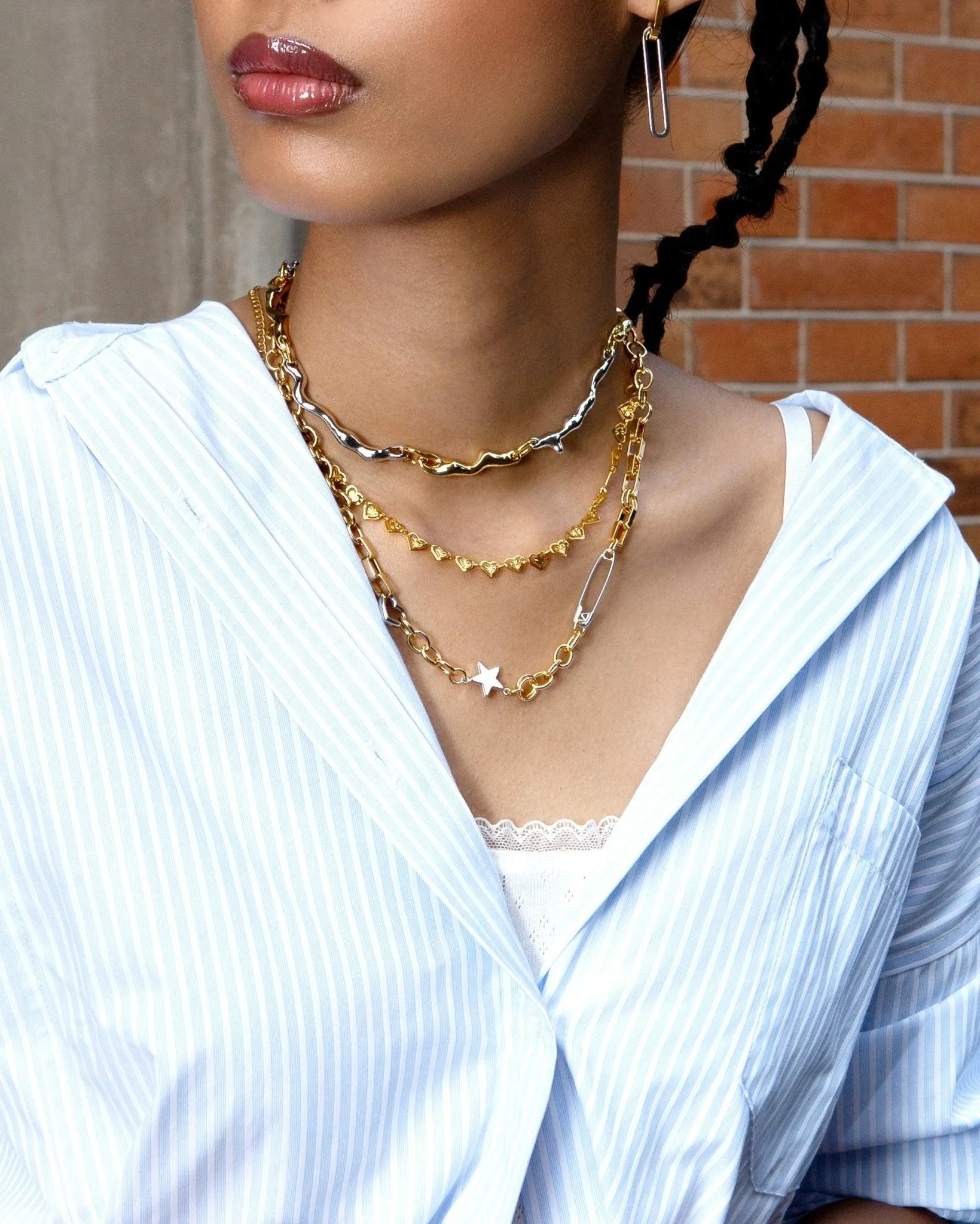 Mixed Metal Molten Necklace