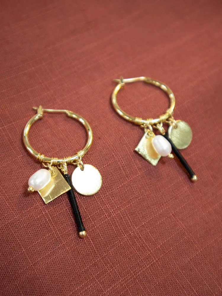 Multi Charm Hoop Earrings - Gold