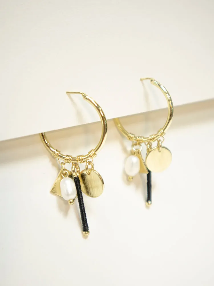 Multi Charm Hoop Earrings - Gold