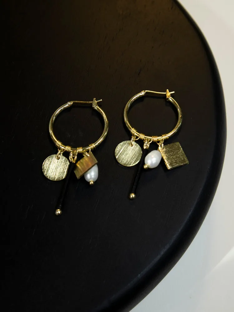 Multi Charm Hoop Earrings - Gold