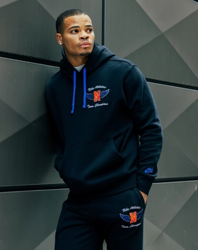 Organic fashion products Nike Swoosh High Club Fleece Pullover Hoodie Leather - material fashion