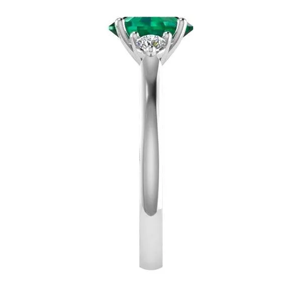 Oval Emerald and Diamond Engagement Ring 18K Gold