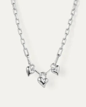 Padlock Triple Heart Pendant Necklace
