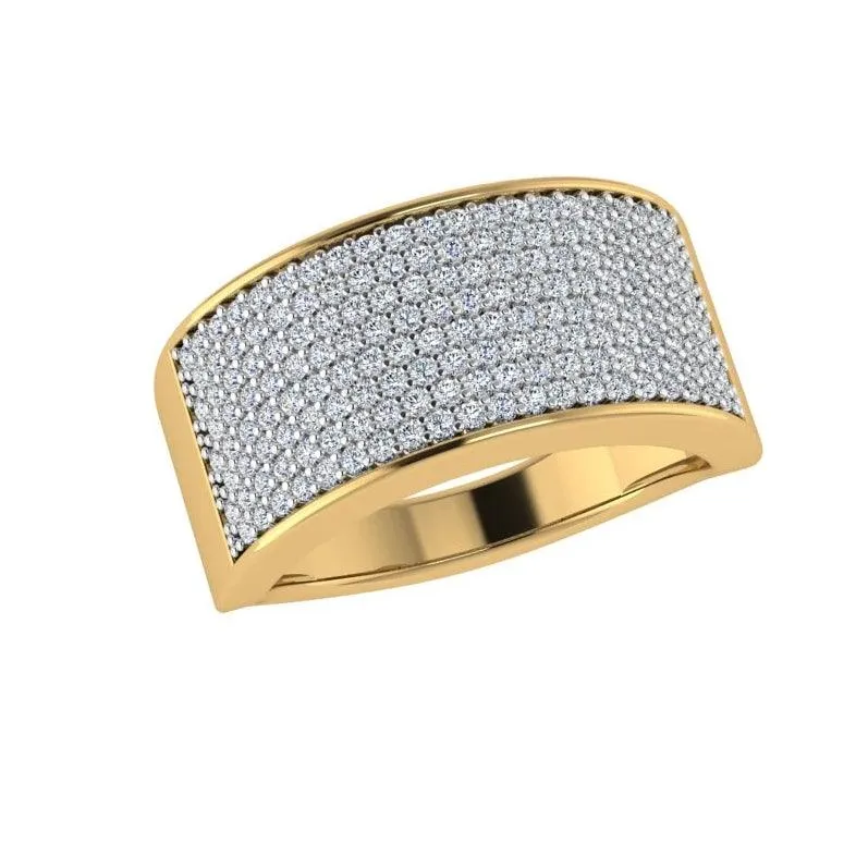 Pave Diamond Band Yellow Gold 14k 0.75 ct.tw