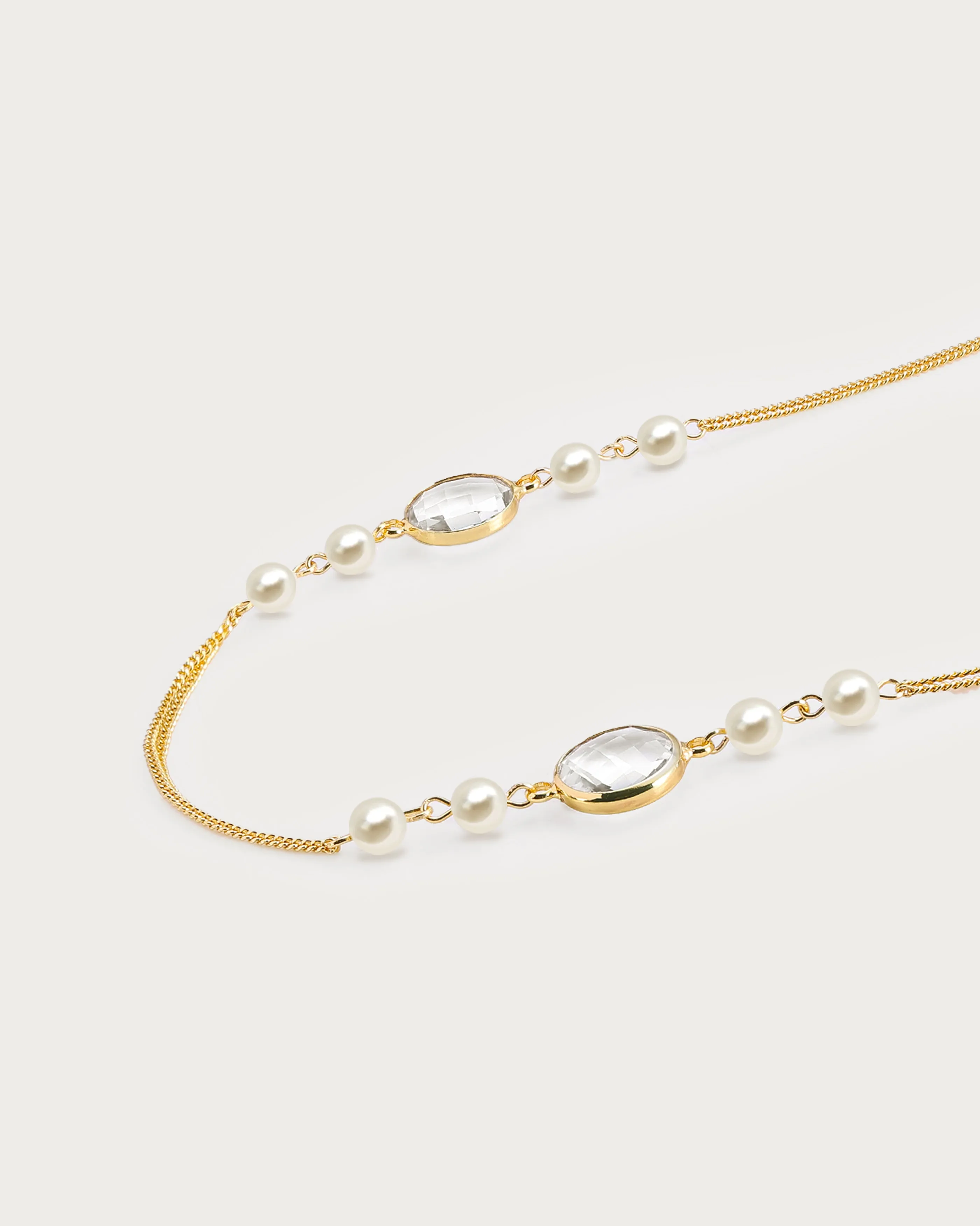 Pearl Cascade Long Station Necklace