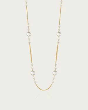 Pearl Cascade Long Station Necklace