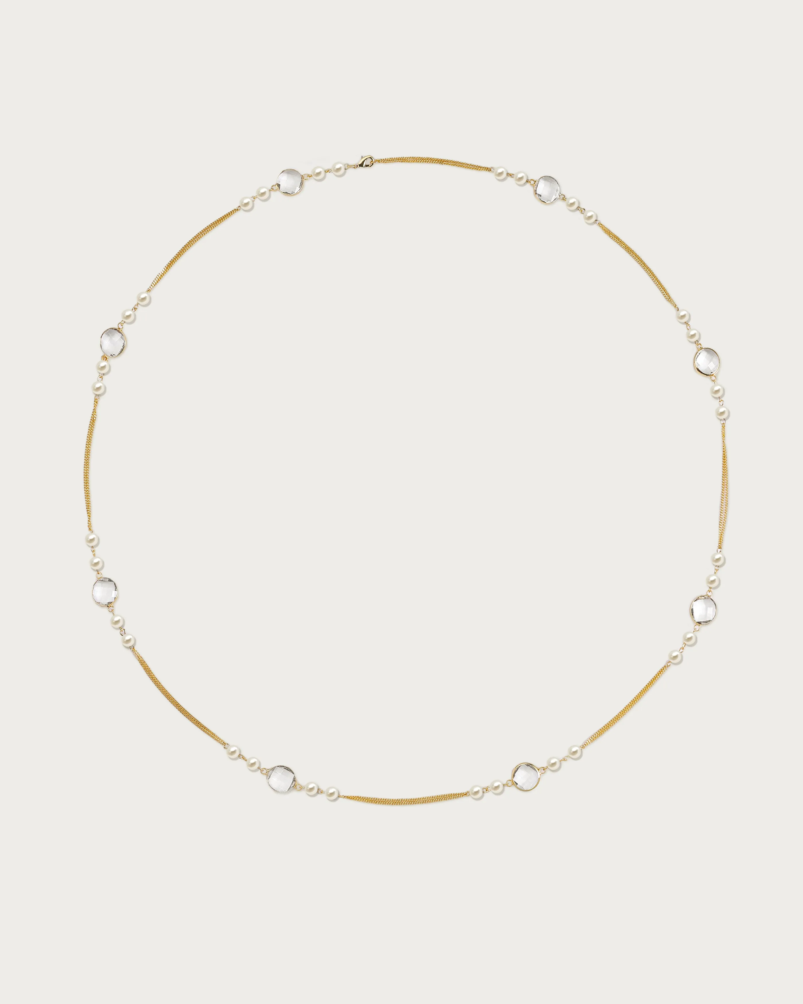 Pearl Cascade Long Station Necklace