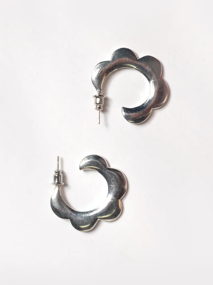 Petal Hoops - Silver