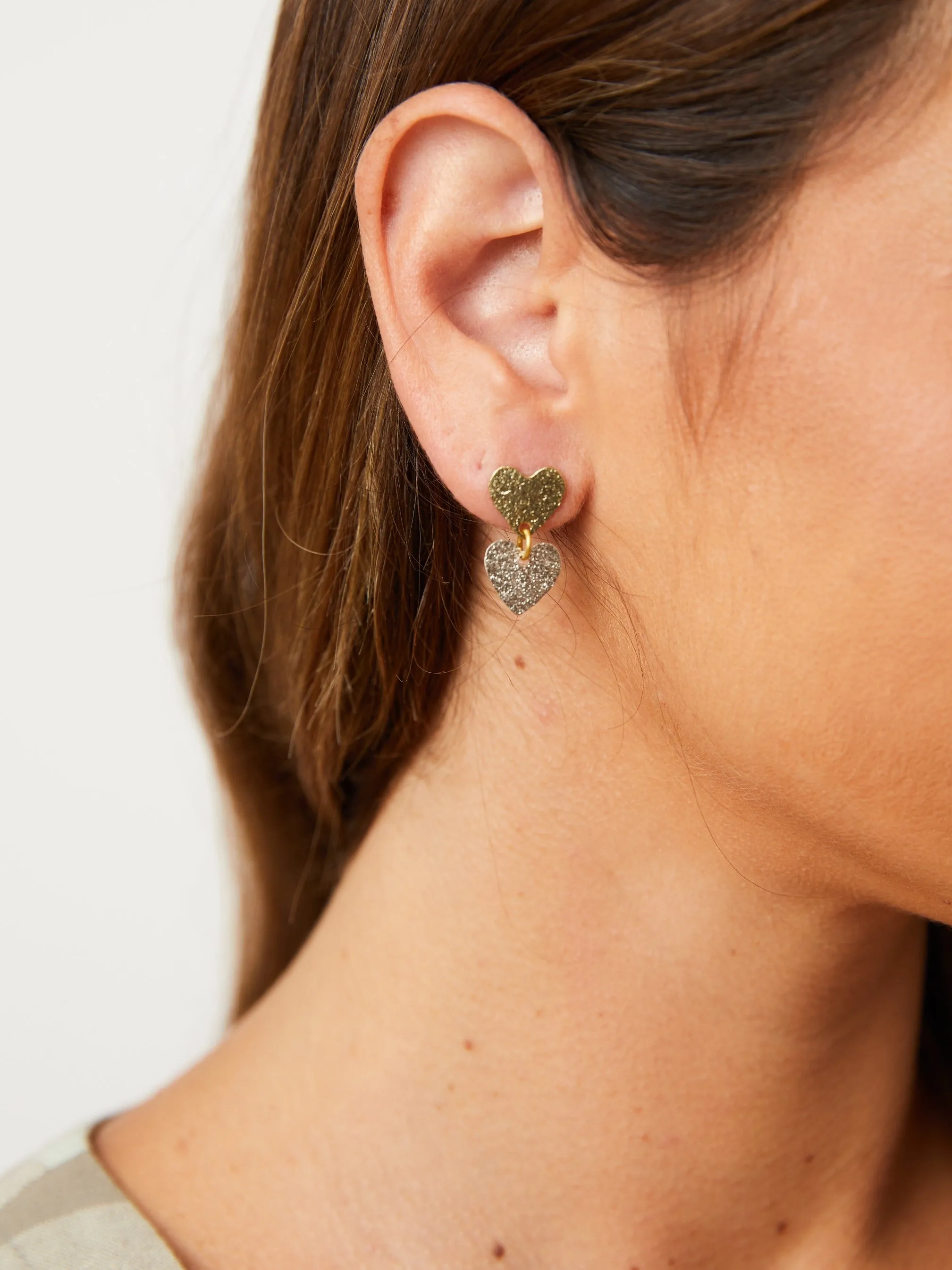 Petite Heart Studs - Metallic