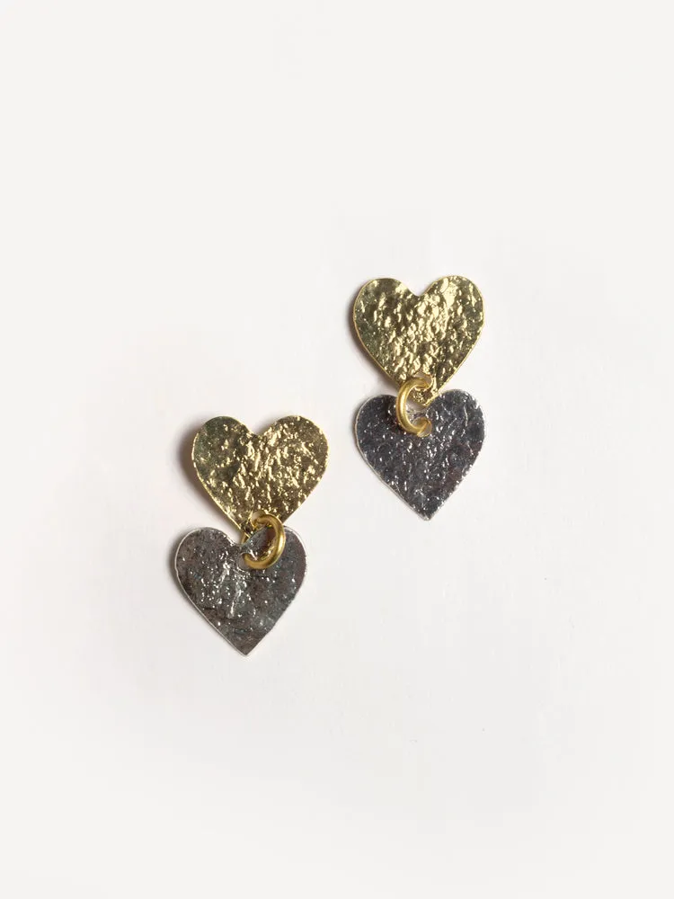 Petite Heart Studs - Metallic