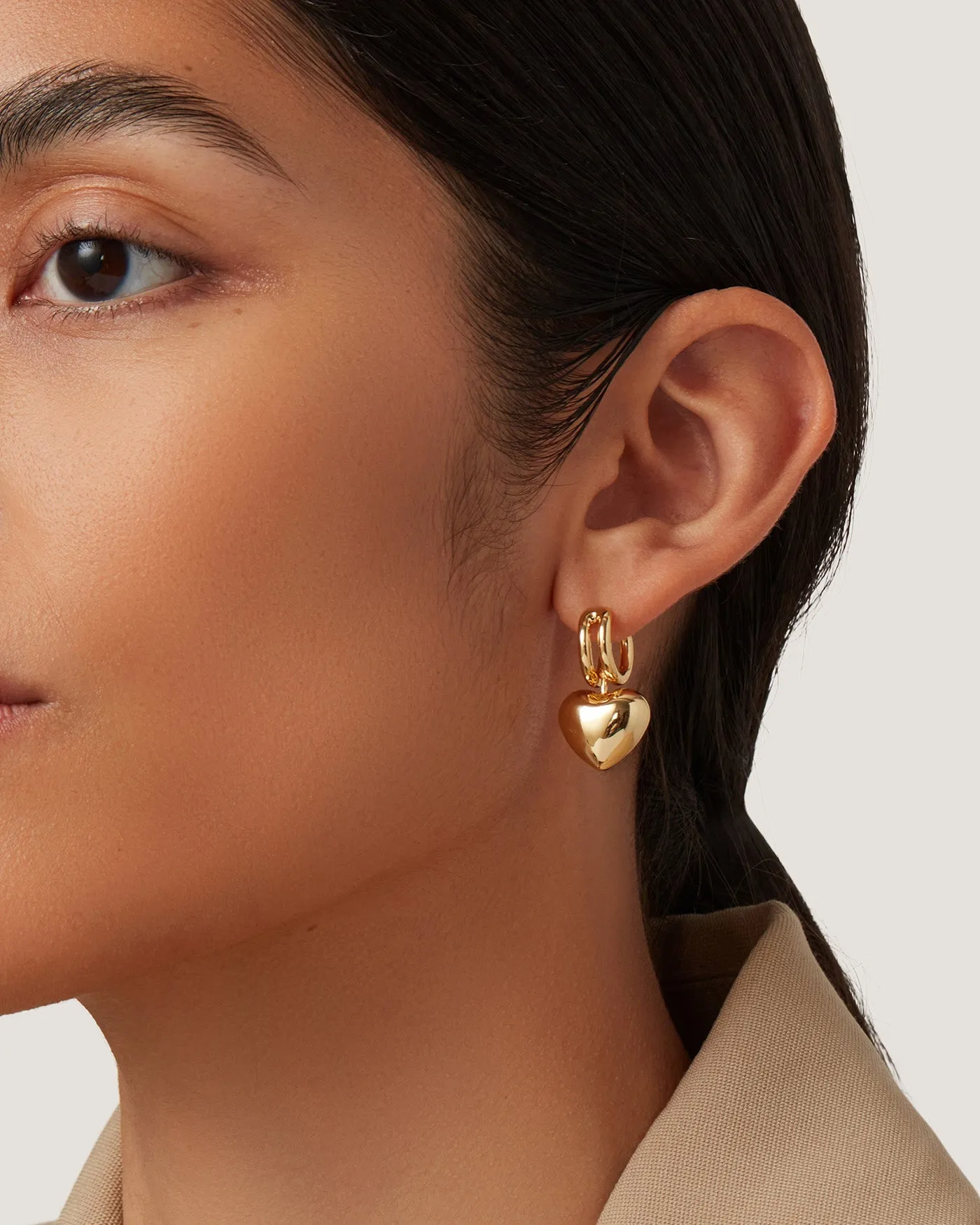 Puffy Heart Huggie Earrings
