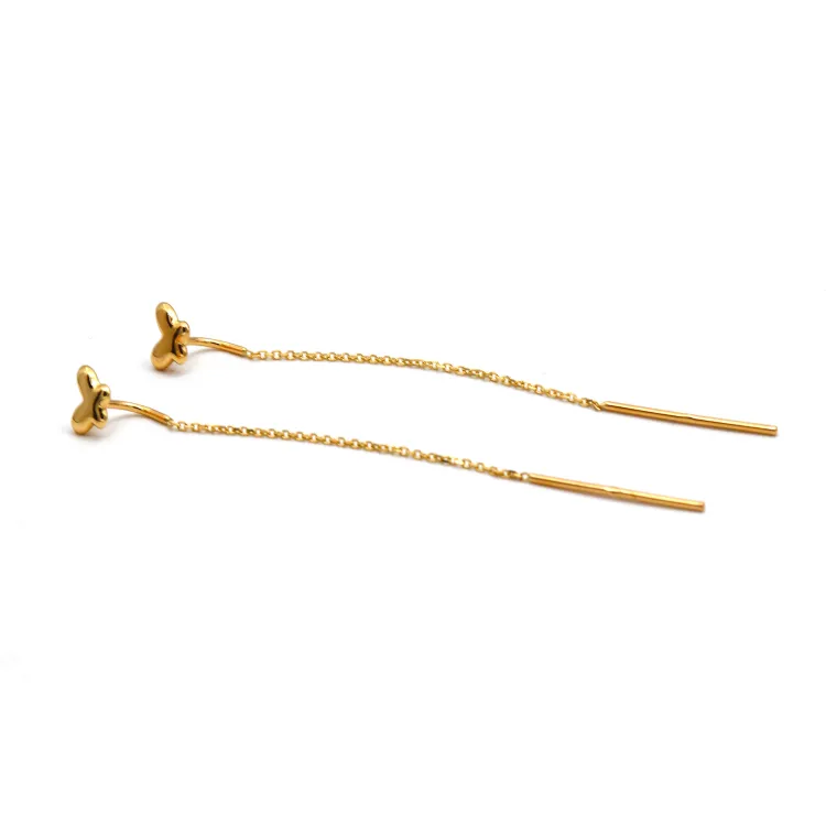 Real Gold 3D Butterfly Hanging Earring Set - Model 0518 E1874