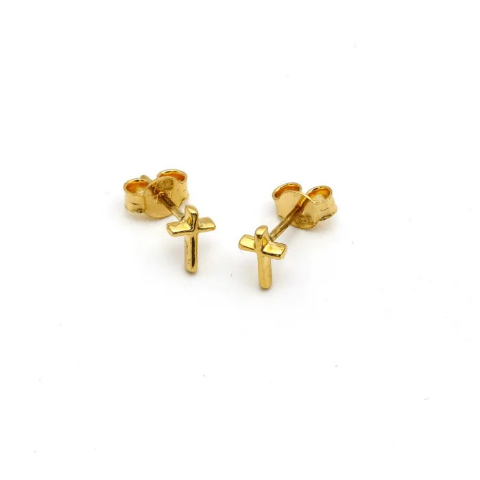 Real Gold 3D Cross Earring Set 0287-01 E1736