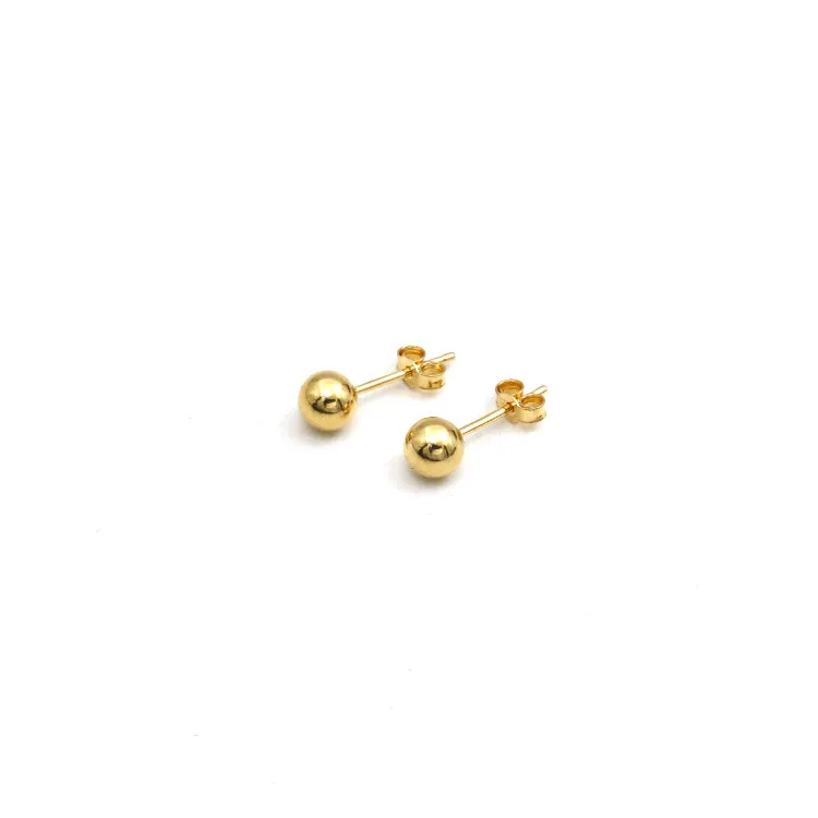 Real Gold 5 MM Ball Stud Earring Set 0005 E1903