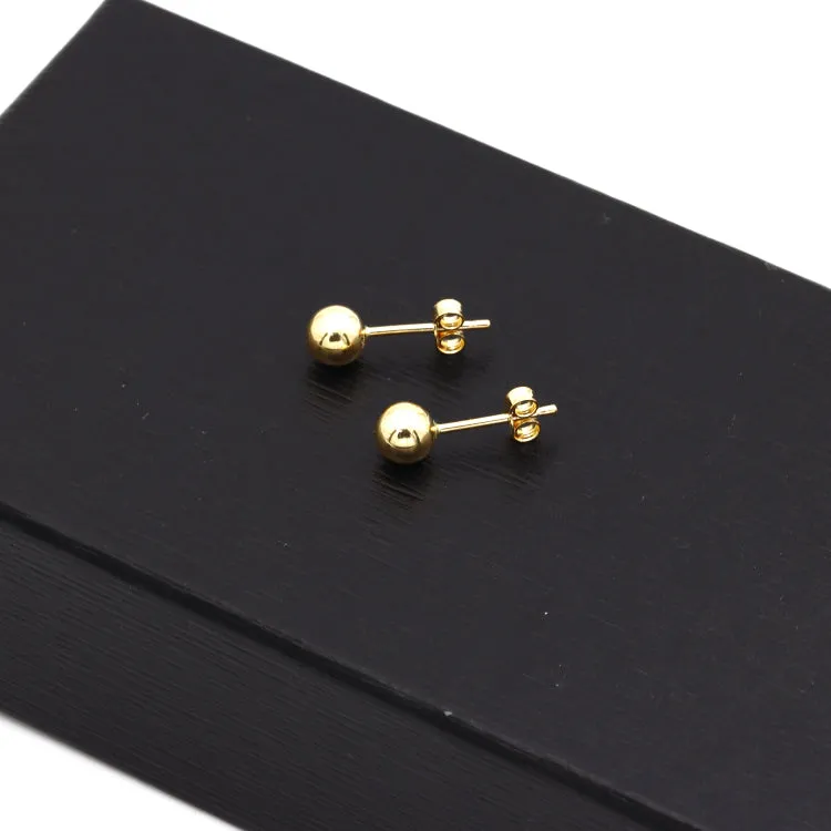 Real Gold 5 MM Ball Stud Earring Set 0005 E1903
