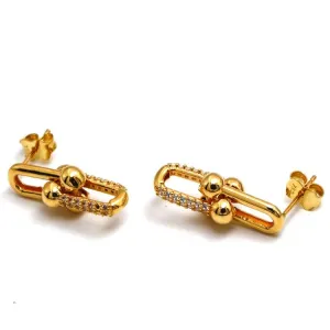 Real Gold GZTF Solid Hardware Stone Earring 0870 E1845