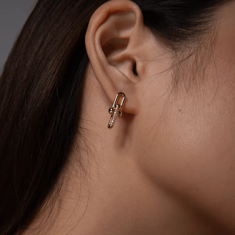 Real Gold GZTF Solid Hardware Stone Earring 0870 E1845