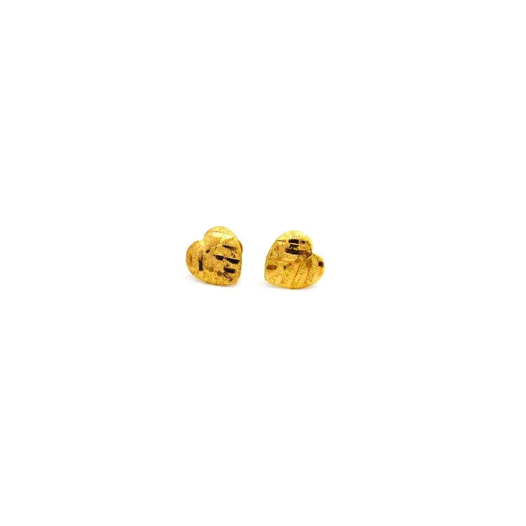 Real Gold Leaf Heart Studs with Long Screw Tops Perfect for Ear and Nose Piercings E1891