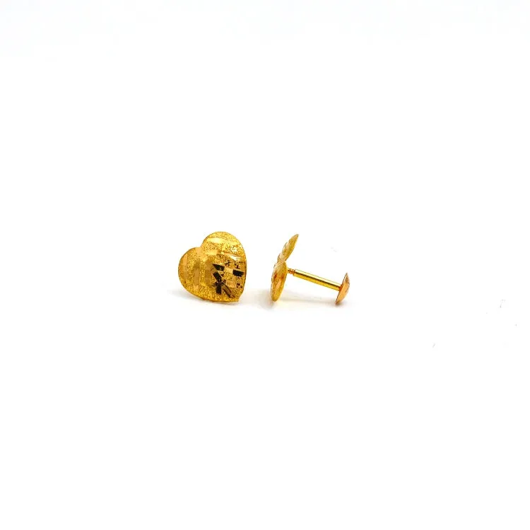 Real Gold Leaf Heart Studs with Long Screw Tops Perfect for Ear and Nose Piercings E1891