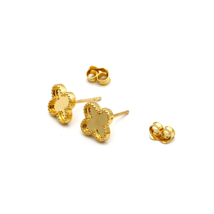 Real Gold Mirror Clover Stud Earring Set - Model GZJVN 3050 E1920