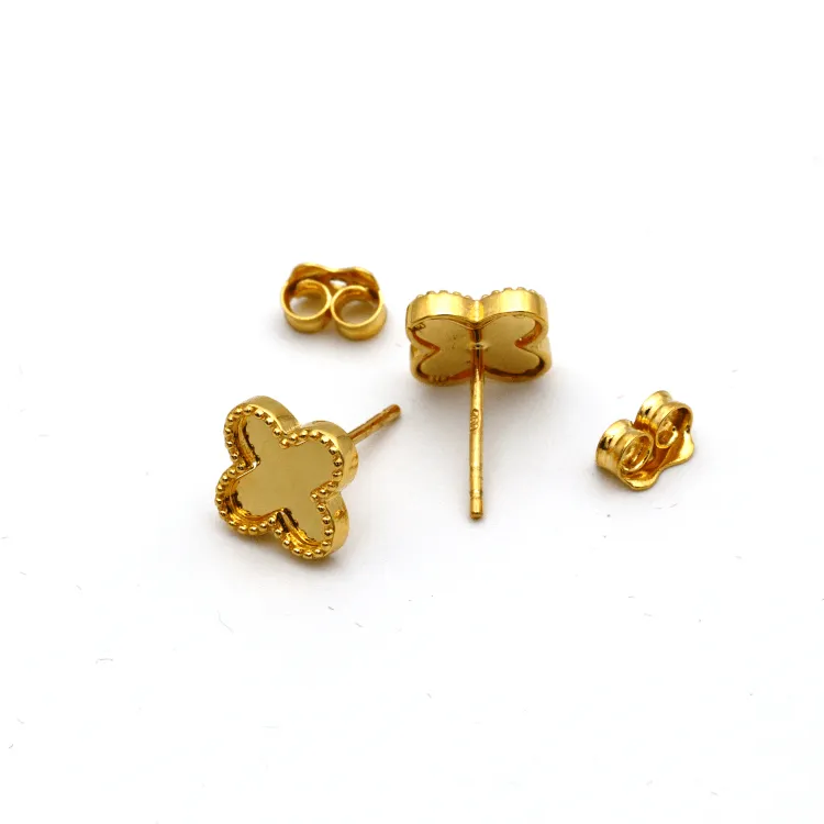 Real Gold Mirror Clover Stud Earring Set - Model GZJVN 3050 E1920