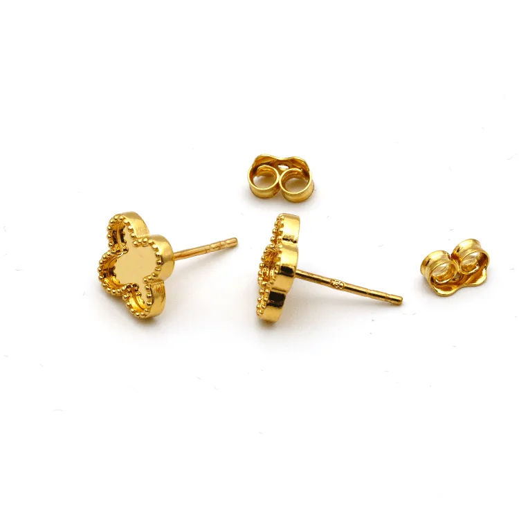 Real Gold Mirror Clover Stud Earring Set - Model GZJVN 3050 E1920