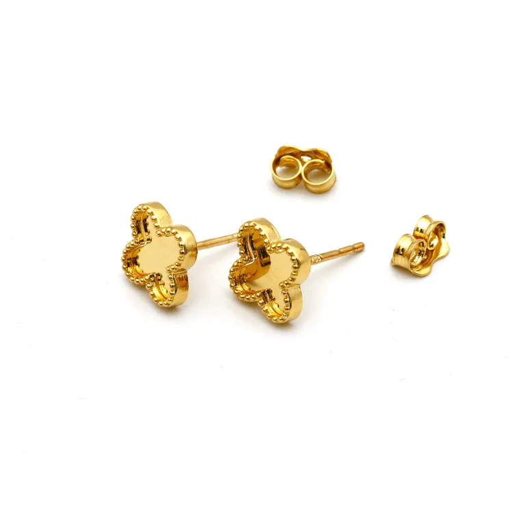 Real Gold Mirror Clover Stud Earring Set - Model GZJVN 3050 E1920