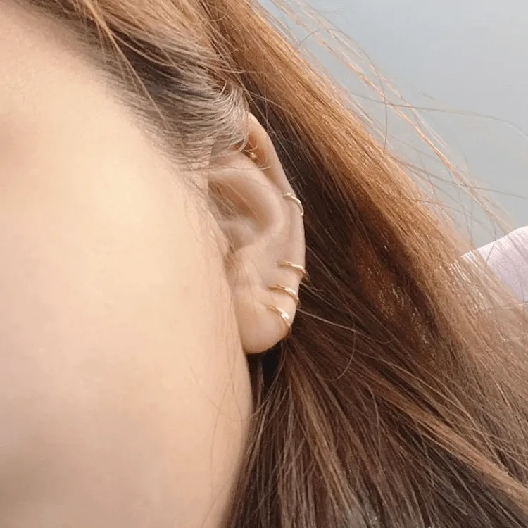 Real Gold Plain Round Helix Ear Piercing Earring Set 2451 E1843