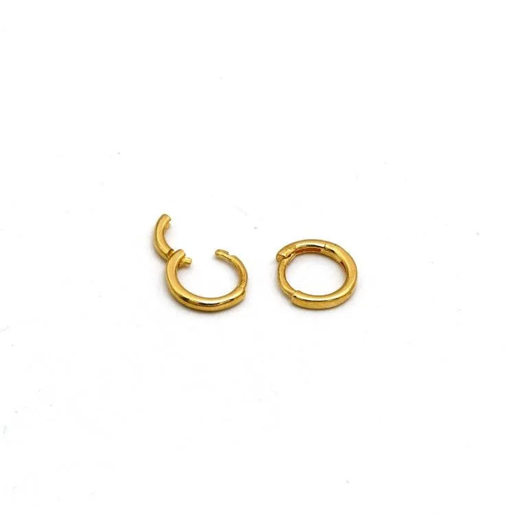 Real Gold Plain Round Helix Ear Piercing Earring Set 2451 E1843