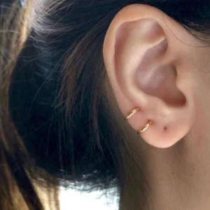 Real Gold Plain Round Helix Ear Piercing Earring Set 2451 E1843