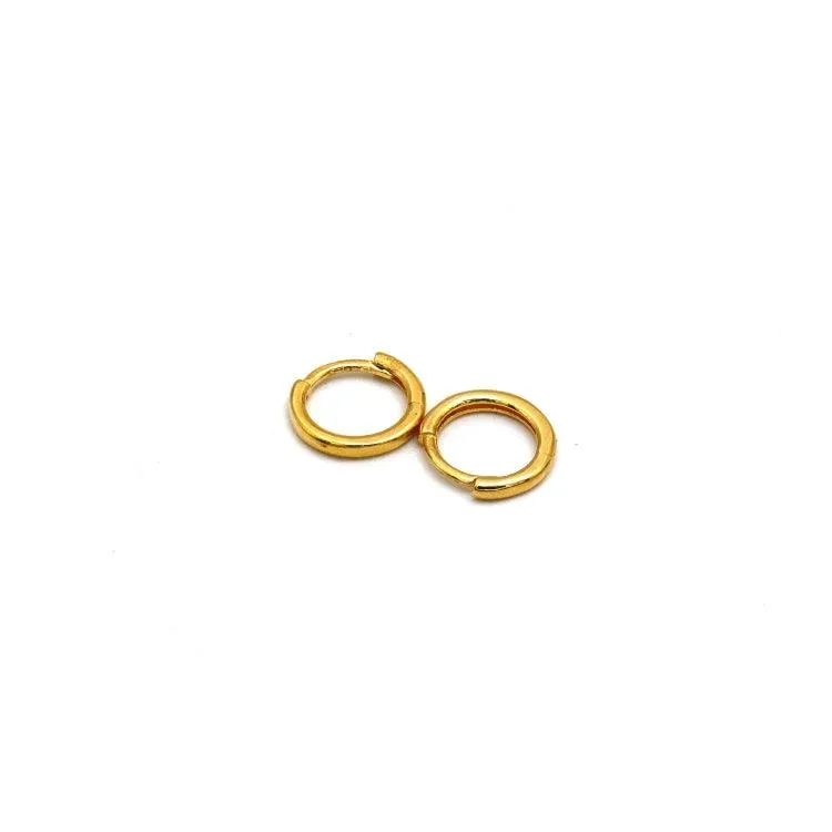 Real Gold Plain Round Helix Ear Piercing Earring Set 2451 E1843