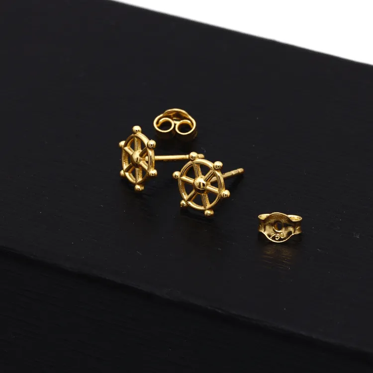 Real Gold Plain Wheel Earring Set 0876 E1753