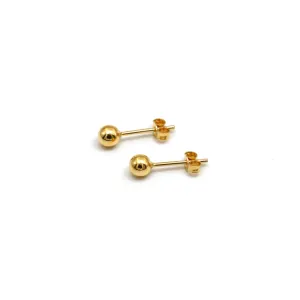 Real Gold Round Ball Stud Earring Set 0004 E1804