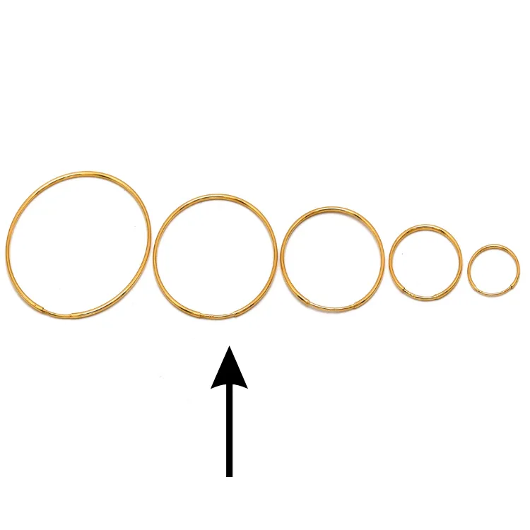 Real Gold Round Plain Loop Earrings Set (3.1 cm) - Model 0001/25/10M E1937