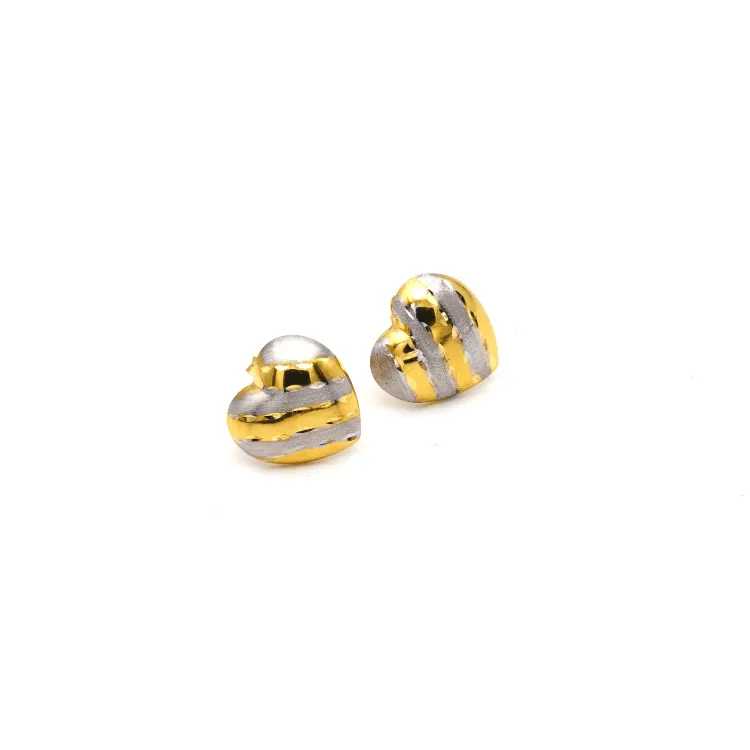 Real Gold Small 2 Color Heart Earring Set 0090/2 E1500