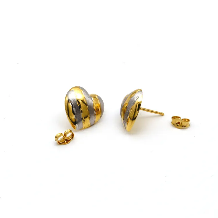 Real Gold Small 2 Color Heart Earring Set 0090/2 E1500