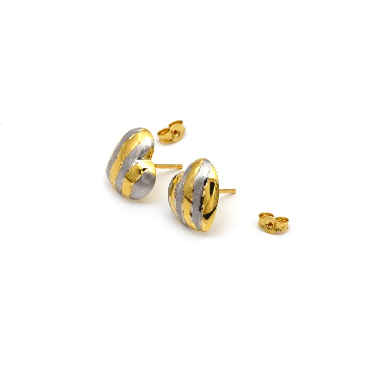 Real Gold Small 2 Color Heart Earring Set 0090/2 E1500